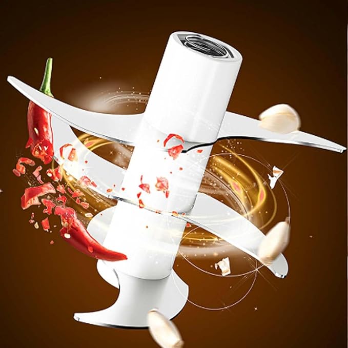 Electric Garlic Chopper, Mini Portable Veggie Cutter with 4/6 Stainless Steel Blades, Portable Wireless Rechargeable Mini Electric Garlic Food Chopper for Garlic, Onion, Chili, Nuts (2PCS-B,250ML)