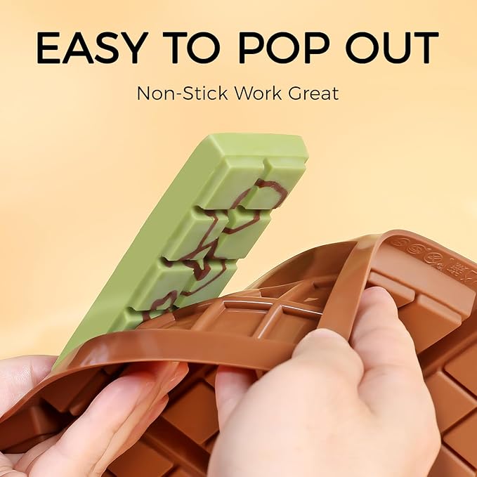 Chocolate Bar Mold, Non-Stick Dubai Chocolate Molds, Food Grade Silicone Deep Chocolate Bar Mold for Pistachio, Candy- Set of 3