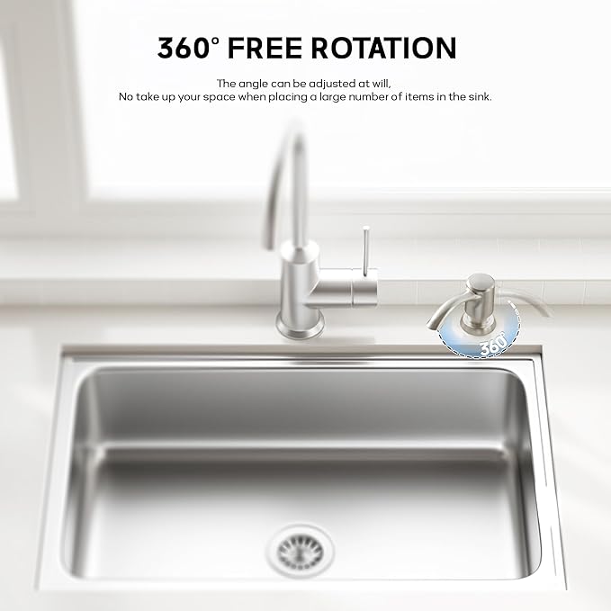 SAMODRA Built-in Kitchen Sink Soap Dispenser with Extension Tube Kit - Brushed Nickel Finish, Leak-Proof Design, No Top Refill Required (39" Tube)