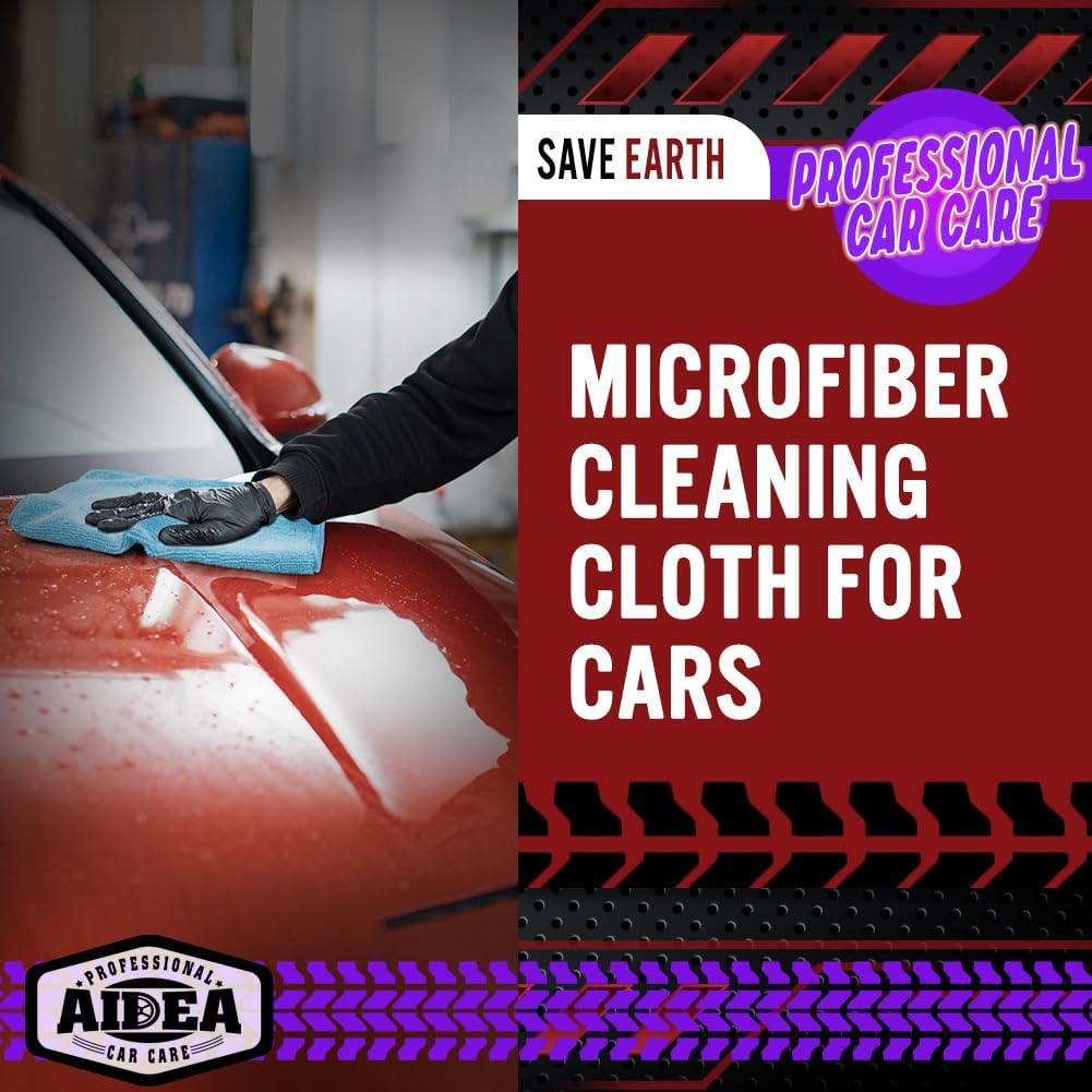 AIDEA Microfiber Cleaning Cloth, 50PK, Blue Shop Rags, Microfiber Towels for Cars, Dusting Cloth Lint Free Rags, Absorbent Towels for SUVs, House, Kitchen, Mechanic, Workshops, 12"×12"