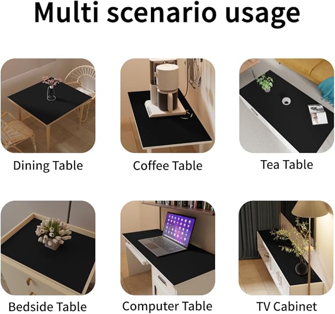 Leather Table Cover,1.8mm Thick,12x84 Inch Desk Cover,Dresser Cover Top,Dresser Protector Top,Dresser Cover,End Table Cover.(Black+Black,12x84)