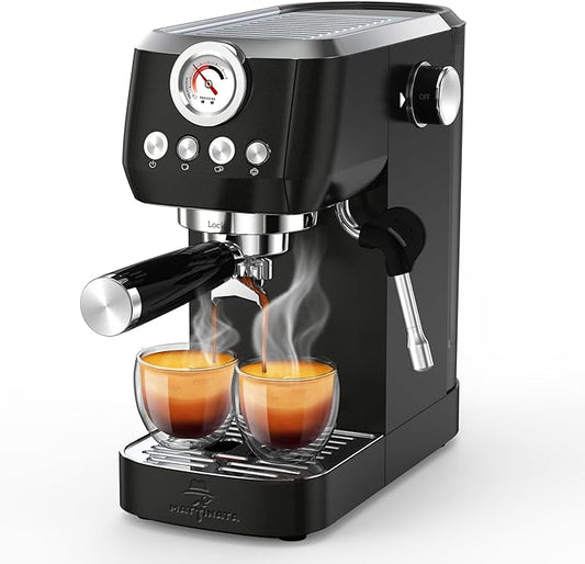 MAttinata Espresso Machine 20 Bar, Espresso Coffee Maker with Professional Milk Frother Steam Wand for Cappuccino & Latte, 49oz Removable Water Tank for Home, Black