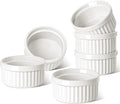 LE TAUCI Ramekins 6 OZ, Ceramic Souffle Dishes, Oven Safe Custard Cups for Baking, Creme Brulee, Pudding, Dessert, Microwave & Dishwasher Safe, Set of 6, White