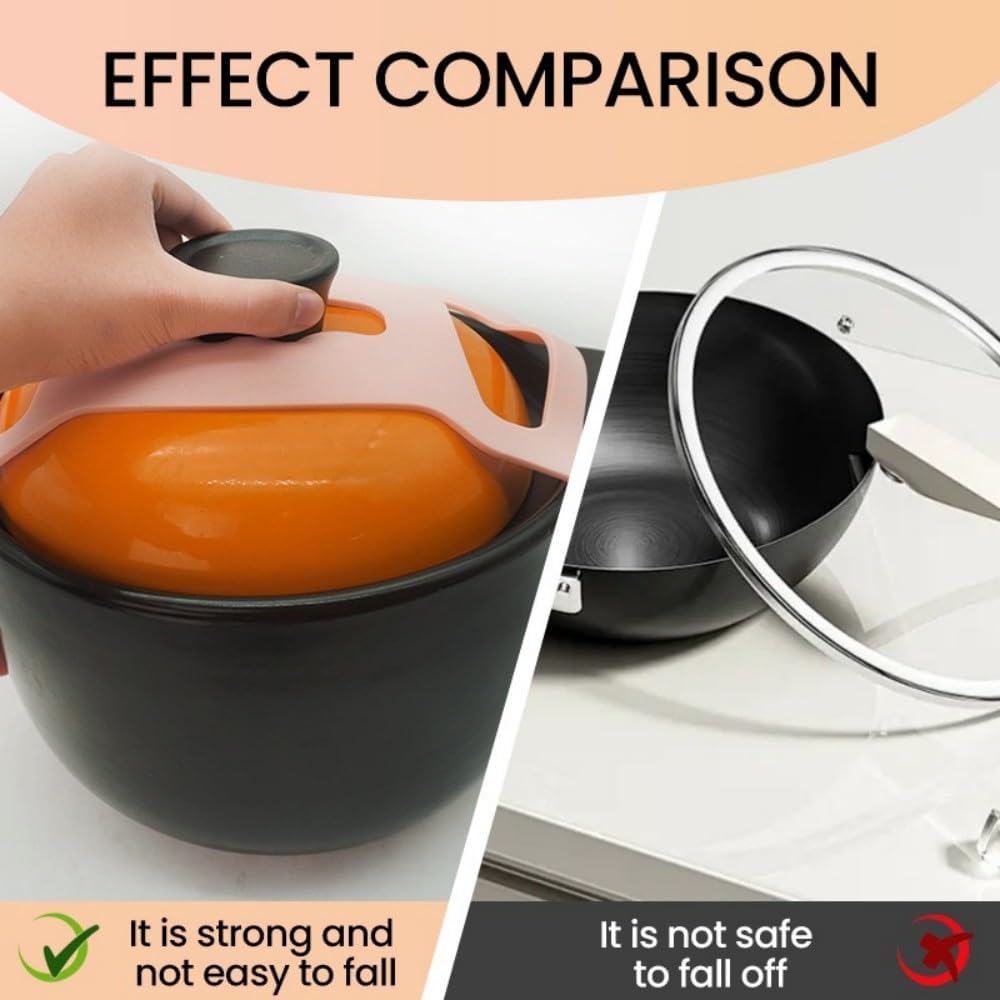 Silicone Lid Lock Strap for Crockpot Slow Cooker (6/7/8 Quart) - Universal Crockpot Lid Holder & Rubber Strap Alternative | Heat-Resistant, No-Spill Design Transport Accessories (Black 2PCS)