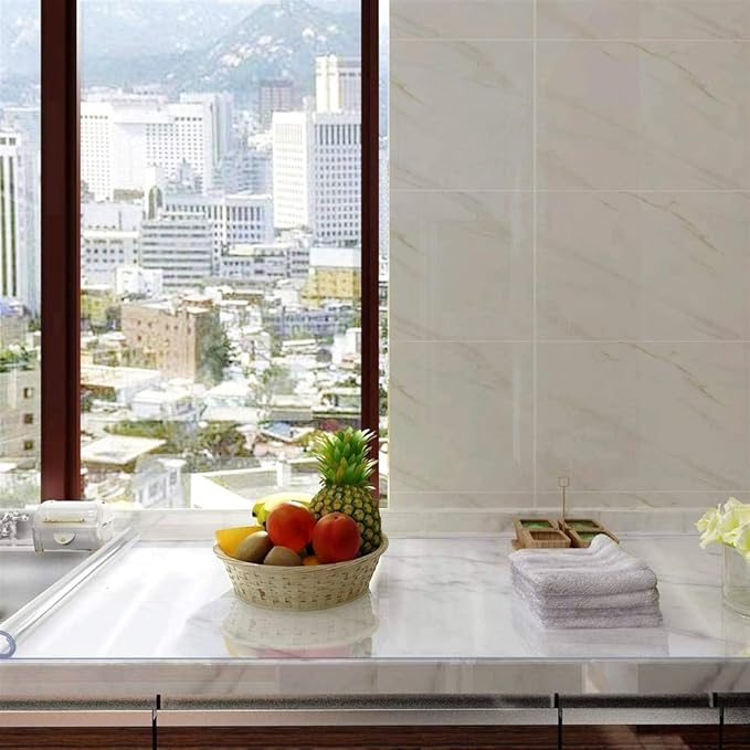 NECAUX Custom Multisize 1.5mm Thick Clear PVC Table Cover Protector - 36 x 54 Inch Table Pads for Dining Room Table Rectangular Vinyl Non-Slip Desk Pad for Coffee Table/Writing Desk/Chair Mat