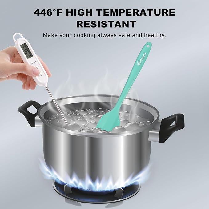 NileHome Silicone Spatula Set, 6 Pcs Food Grade Kitchen Utensils with Silicone Brush Heat Resistant Dishwasher Safe BPA-Free Rubber Spatula for Scraping, Baking, Cooking, Mixing, Turquoise
