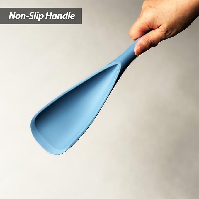 Cooking Spoon for Nonstick Cookwares, VOVOLY Silicone Spoon for Mixing, Scoop, and Scrape,Seamless Design,Starry Blue, 12.6''