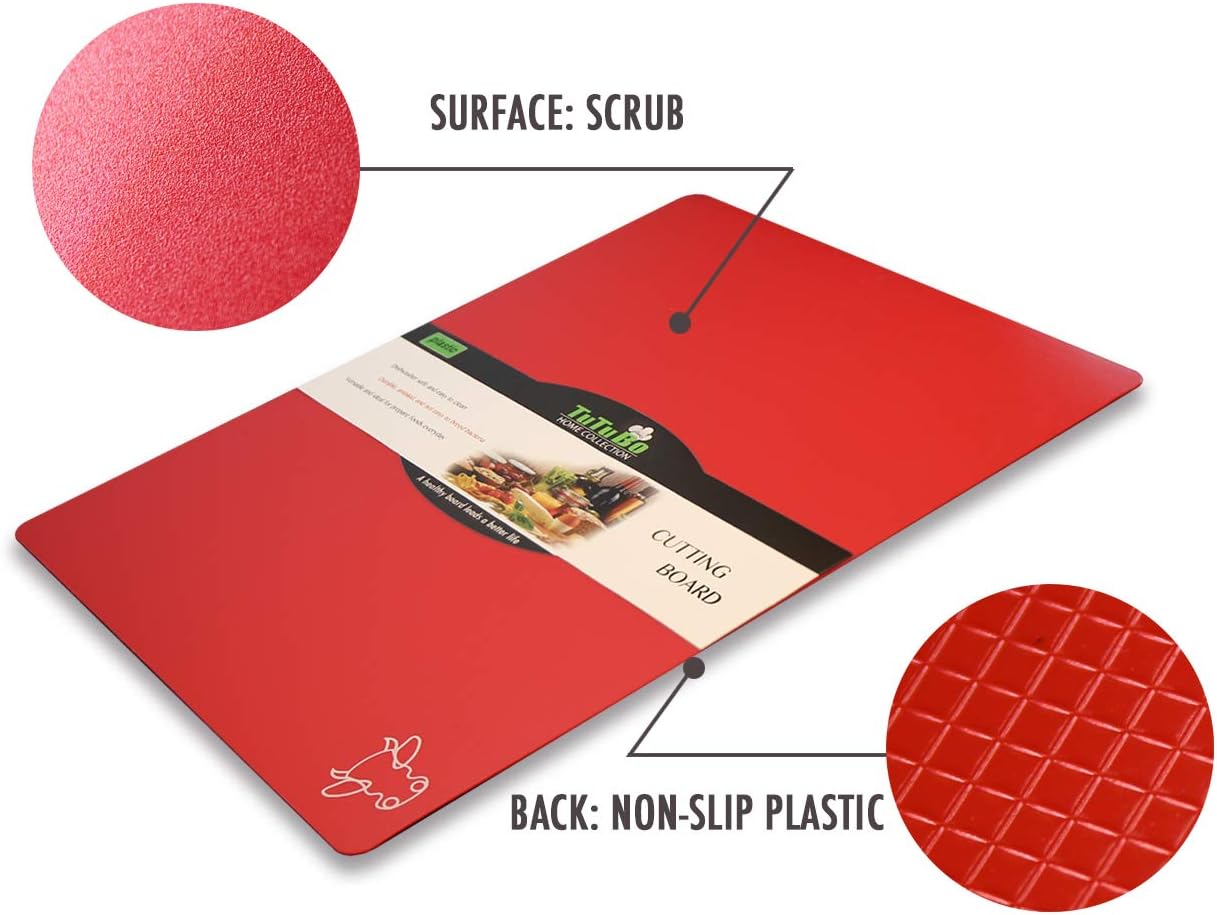 Cutting Board Mats Flexible Plastic Colored Mats with Food Icons, Fotouzy BPA-Free, Non-Porous, Anti-skid back and Dishwasher Safe, Set of 7+1 8 Pieces