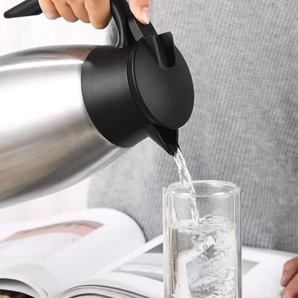 70 oz Thermal Coffee Carafe Stainless Steel, Insulated Coffee Carafe - Double Walled Vacuum Coffee Thermos Water Beverage Dispenser for Keeping12 Hour Hot/24 Hour Cold Water, Thermal carafe (Silver)
