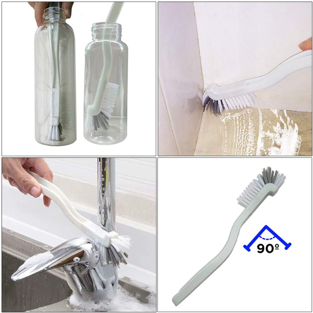 Multi-Purpose Scrub Brush Set - 4 Pack Kitchen Cleaning Brushes with Stiff Bristles for Dishes, Pots, Pans, Sink & Bottles - Dish Brush with Ergonomic Handle