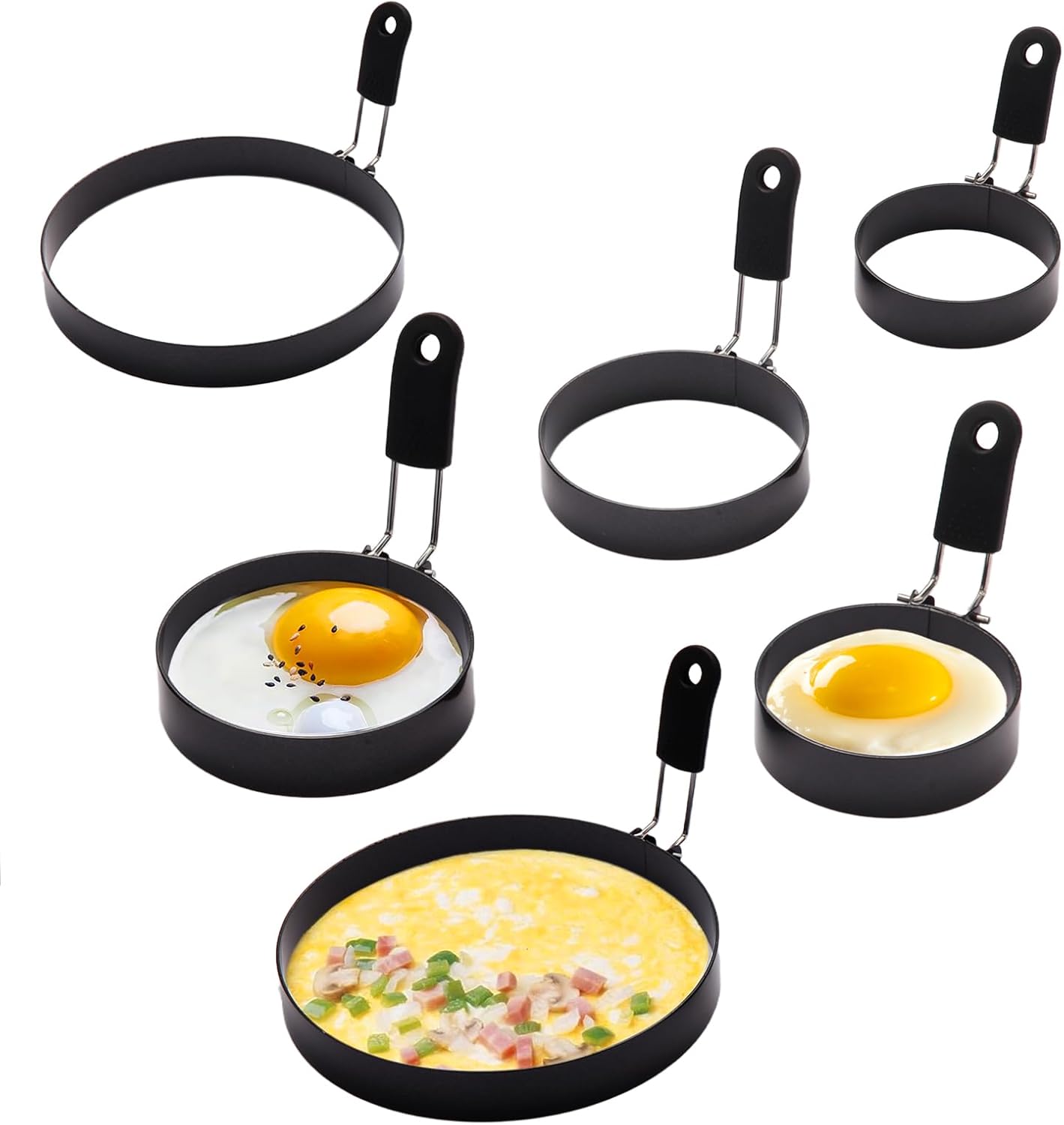 4 Pack Eggs Rings,Stainless Steel Round Breakfast Mold Tool Cooking,Round Egg Cooker Rings For Frying Shaping Cooking Eggs,Egg Maker Molds (6Pack)