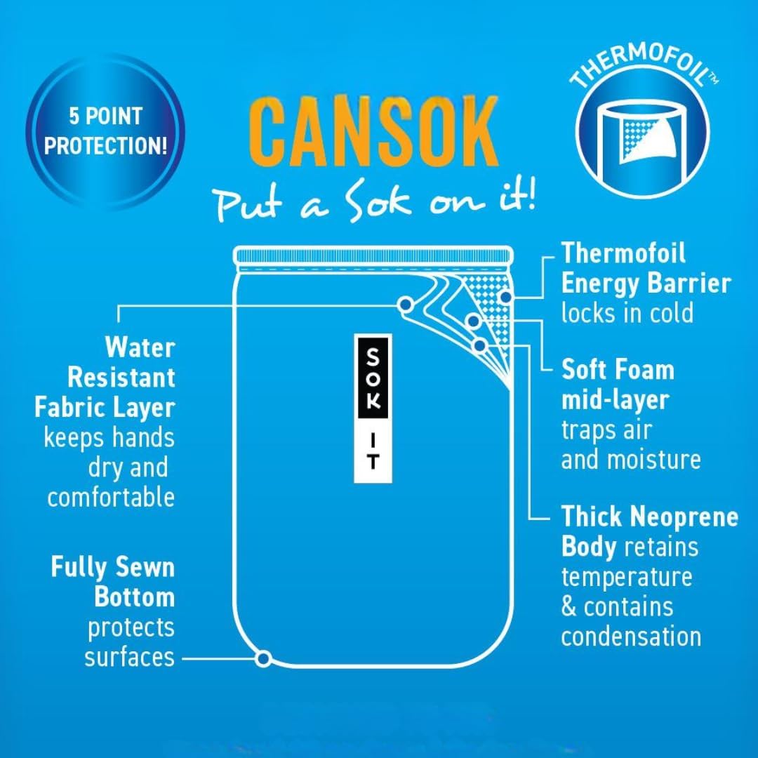 Sok It CanSok Sleeve for Beer & Soda Insulated Neoprene Cover (Tidal Treasures, 12oz Slim Can Sleeve)