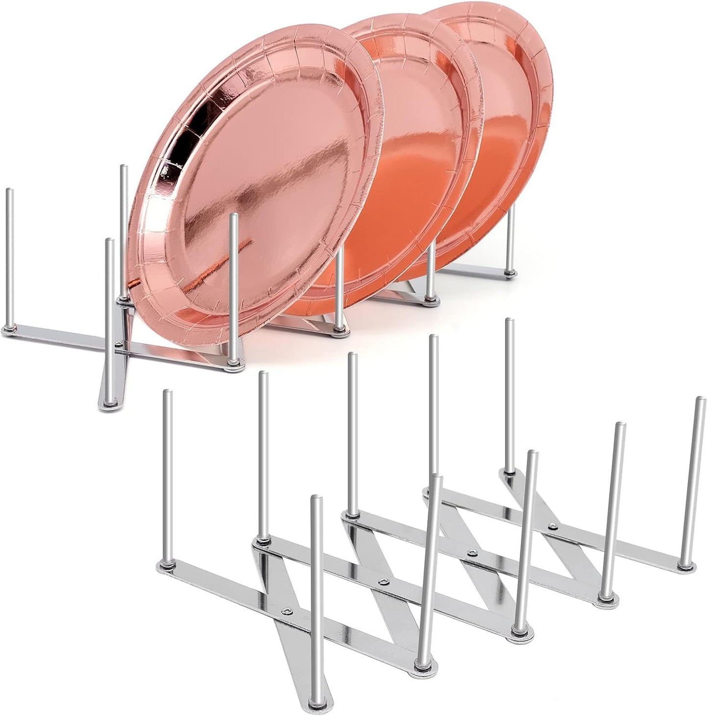 2 Pack Dish Plate Drying Rack, Retractable Dish Drying Rack, Multi-Functional Plates Cup Bowl Pot Pan Lid Storage Holder Organizer for Kitchen Counter Cabinet Drawer