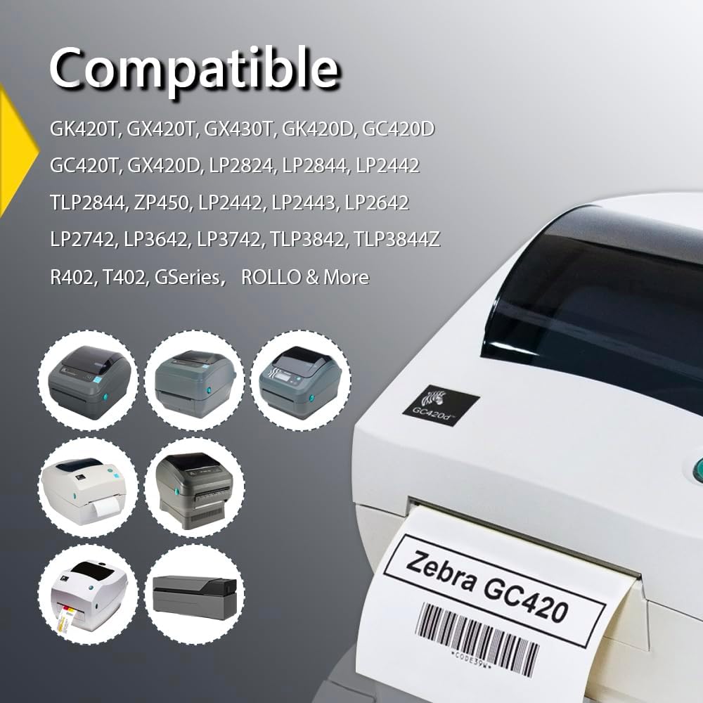 BETCKEY - 4" x 1" Multipurpose Labels Compatible with Zebra & Rollo Label Printer,Premium Adhesive & Perforated[Red, 6 Rolls, 8250 Labels]