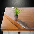 NECAUX Custom 52 x 72 Inch Frosted Table Cover Protector, 1.5mm Thick Wood Grain Transparent Table Pad Non-Slip Tablecloth Plastic Protective Pad for 6 Foot Dining Living Room Table Conference Table