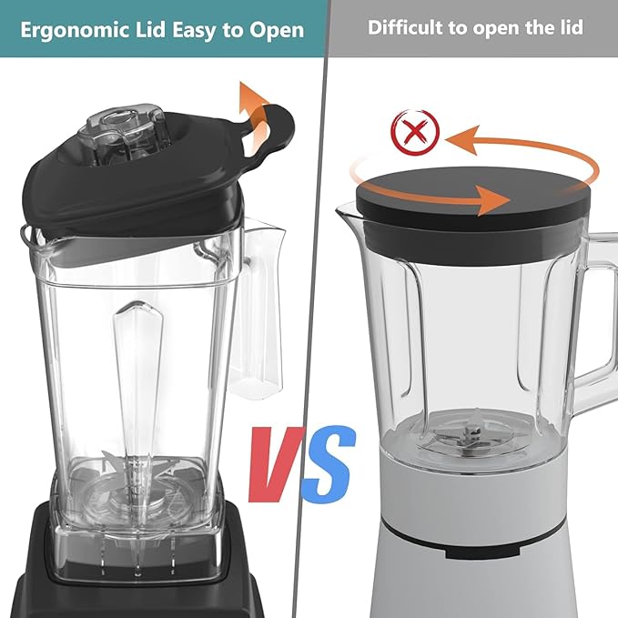 OMMO Blender 1800W, Professional High Speed Countertop Blender with Stainless Steel Blades, 60oz BPA Free Jar for Shakes and Smoothies, Ice and Fruits, Dishwasher Safe