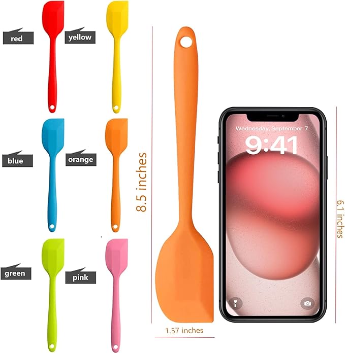 8 Pieces Silicone Spatulas,8.5 inch Non-stick Spatulas with Stainless Steel Core,Heat Resistant-500℉, One Piece Design,Food Grade Silicone, Dishwasher Safe, for Mixing,Cooking,Baking (8.5 inch)