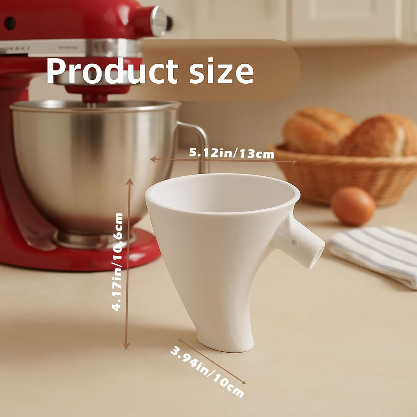Flour Funnel for Kitchen Aid Stand Mixer, Plastic Funnel with Easy-Pour Attachment Fits KSM150 5-Quart Tilt-Head Mixers, Mess-Free Baking Accessory for Flour, Sugar, and Egg Liquid (BLACK1PCS)