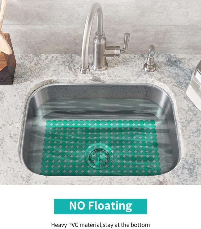 Bligli 2-Pack Kitchen Sink Mat: PVC Adjustable Sink Protector | Sink liner Pad | Dish Drying Mats, Easy to Clean & DIY Cut | 15.7 x 11.8 inch (Green)