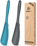 Pack of 2 Cooking Spoons for Non Stick Cookware, Multifunction Spatula Spoon BPA-Free, One-Piece Design, Suitable for Scooping, Scraping, Serving and Mixing(GRAY-BLUE)
