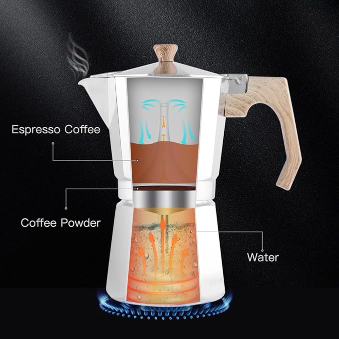 wedrink Stovetop Espresso Maker Aluminum Moka Pot 9 Espresso Cup-15.2OZ Cuban Coffee Maker Stove top Coffee Maker Moka Italian Espresso