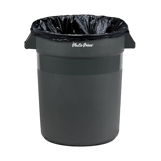 PLASTIC PRINCE 20 Gallon Round Trash Can Container Gray Plastic Commercial Garbage Bin for Home Garage Restaurants Warehouses