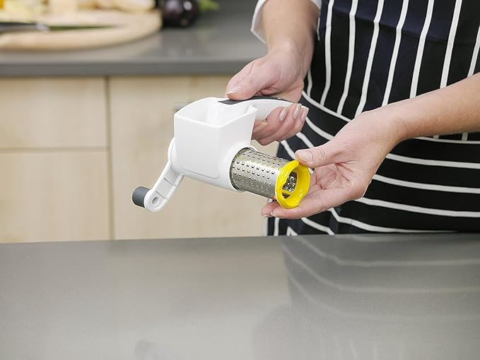 Zyliss Classic Cheese Grater - Handheld Rotary Grater with Handle - Vegetable, Chocolate, Hard Cheese & Nut Grater – White
