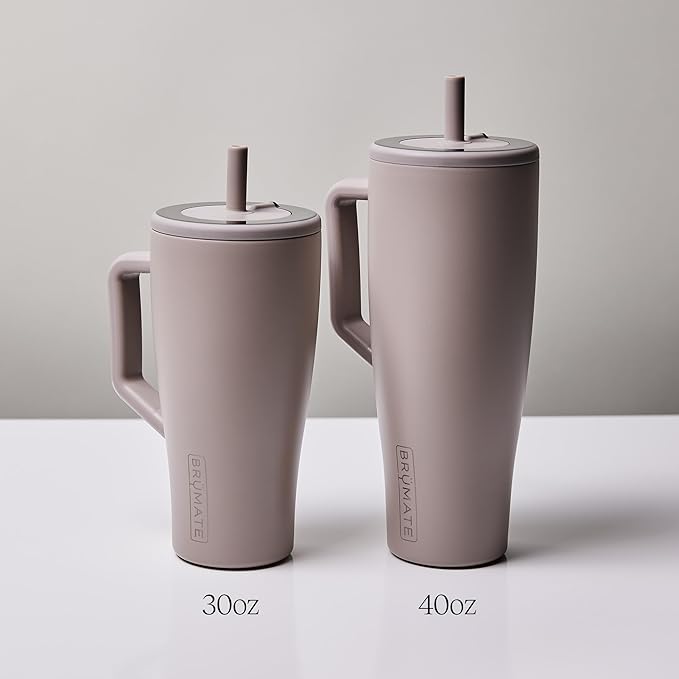 BrüMate Era 30 oz Tumbler with Handle and Straw | 100% Leakproof Insulated Water Bottle Tumbler with Lid and Flexible SoftSip Straw | Made of Stainless Steel | Cup Holder Friendly | 30oz (Dune)