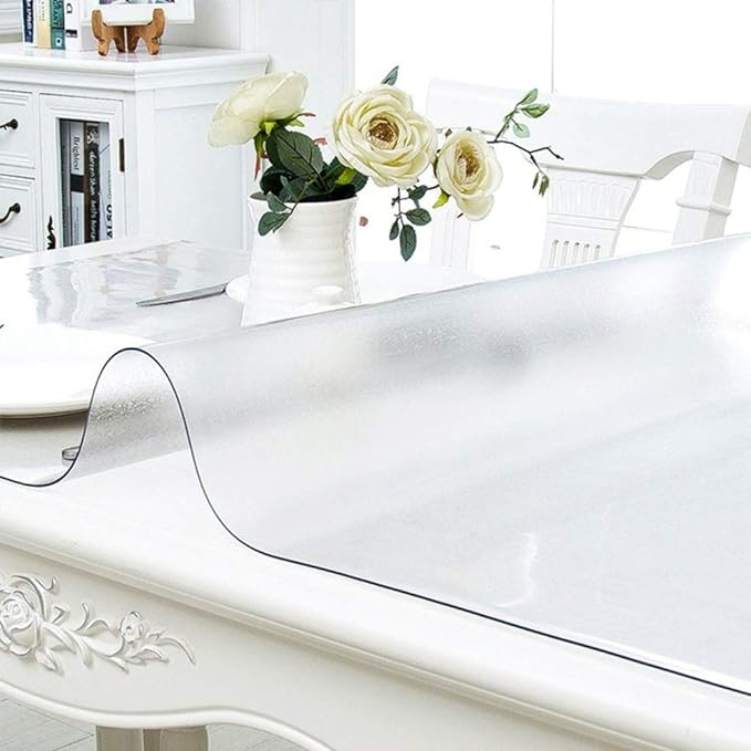 NECAUX Custom 44 x 68 Inch Frosted Table Cover Protector, 1.5mm Thick Plastic Waterproof Heavy Duty Desk Pad Mat Non-Slip Tablecloth Protector for Coffee Table, Dining Room Table, Conference Table