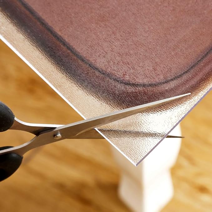 NECAUX Custom 52 x 87 Inch Frosted Table Cover Protector, 1.5mm Thick Wood Grain Transparent Table Pad Non-Slip Tablecloth Plastic Protective Pad for Dining Living Room Table Conference Table