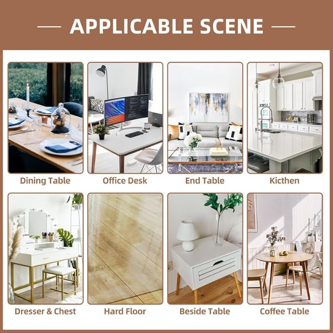 Warmstar Clear Table Cover Protector 28 x 48 Inch,1.5mm Thick Plastic Table Cover Rectangle,PVC Clear Table Protector,Desk Protector Mat for Kitchen, Dresser, Writing Desk，Dining Room Table
