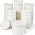 JOLLY PARTY 50pack 8oz Paper Soup Containers with Lids, Disposable Paper Food Cups, Ice Cream Cups, Food Storage with Vented Lids, Microwavable and Freezer Safe (White)
