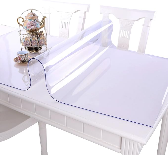 NECAUX 17 x 17 Inch Clear Protector, 1.5mm Thick Plastic Waterproof Desk Pad Cover & Tablecloth For Multiple Table Types