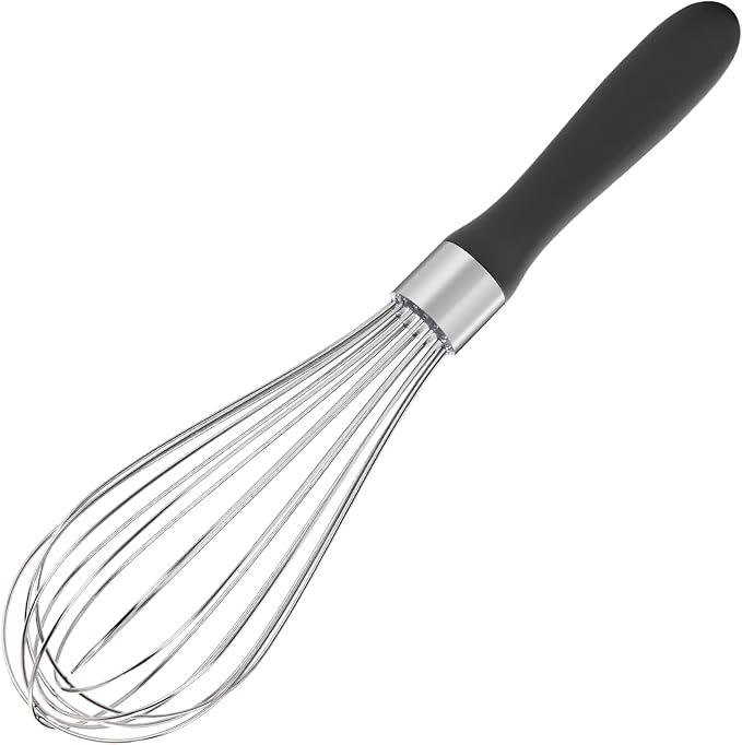U-Taste Balloon Whisk for Cooking: 18/10 Stainless Steel Kitchen Wire Whisk, Medium Heavy Duty Egg Beater, Manual Baking Mixing Tool with 8 High Flex Wires for Stirring, Blending Sauce (Black)