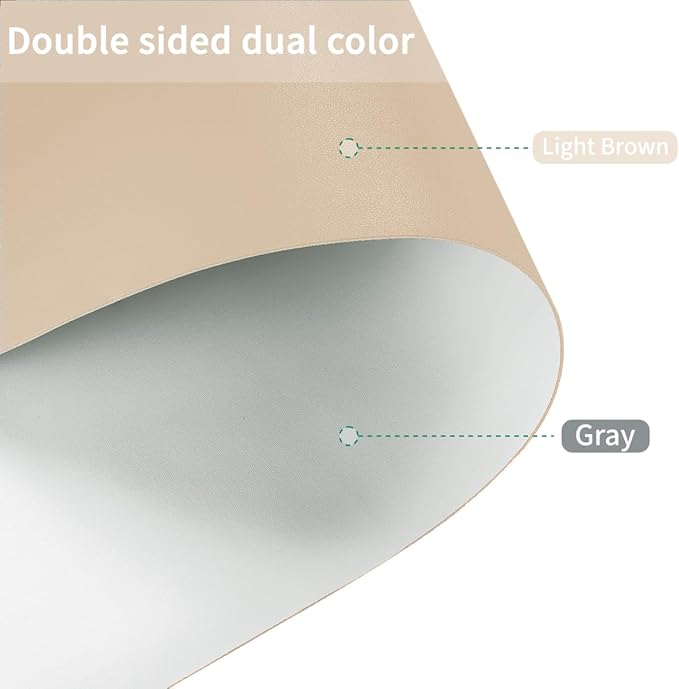 Leather Dresser Cover,1.8mm Thick,14x72 Inch,Dresser Protector Top,Dresser Top Protector,Dresser Cover Top,Dresser Top Cover,Dresser Cover Top for Bedroom.(Light Brown+Gray,14x72)