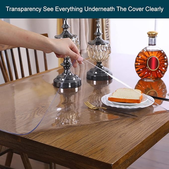 Square 28x28 inch 2 Sets Multisize 1.5mm Thick Clear PVC Table Cover Protector Customed Wooden Furniture Screen Protection Waterproof Crystal Plastic Square Tabletop Protective Pad for End Side Table