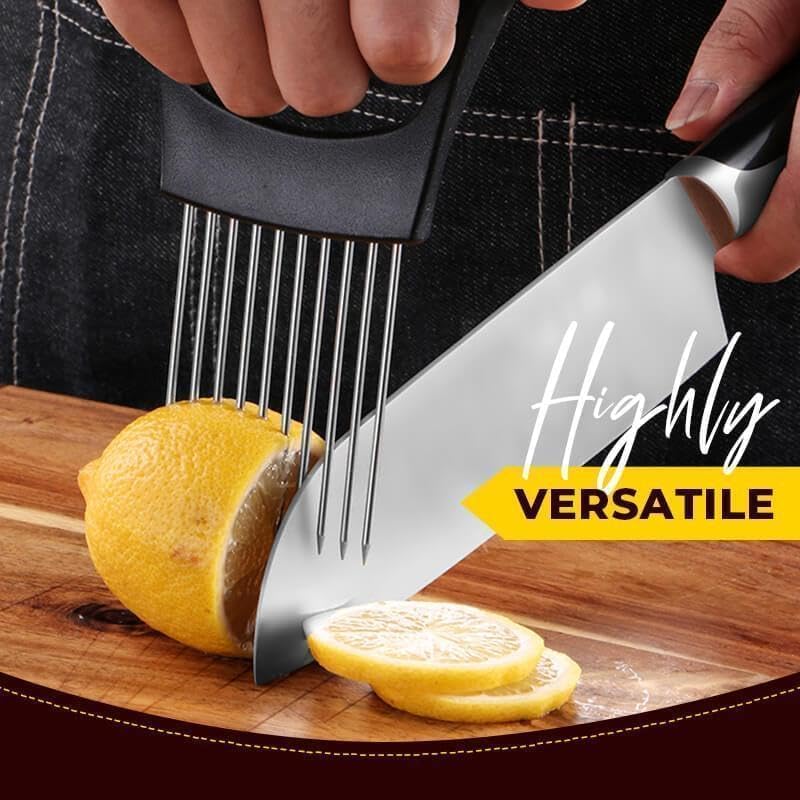 Stainless Steel Onion Slice Holder, Lemon Slicer Vegetable Cutter, Chopper Slicing Assistant Tool for Meat, Onion, Potato, Tomato Home Kitchen Tools (2 PCS)