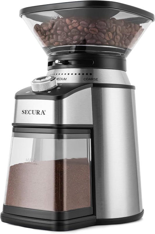 Secura Electric Conical Burr Coffee Grinder With 17 Grind Settings From French to Espresso, Black