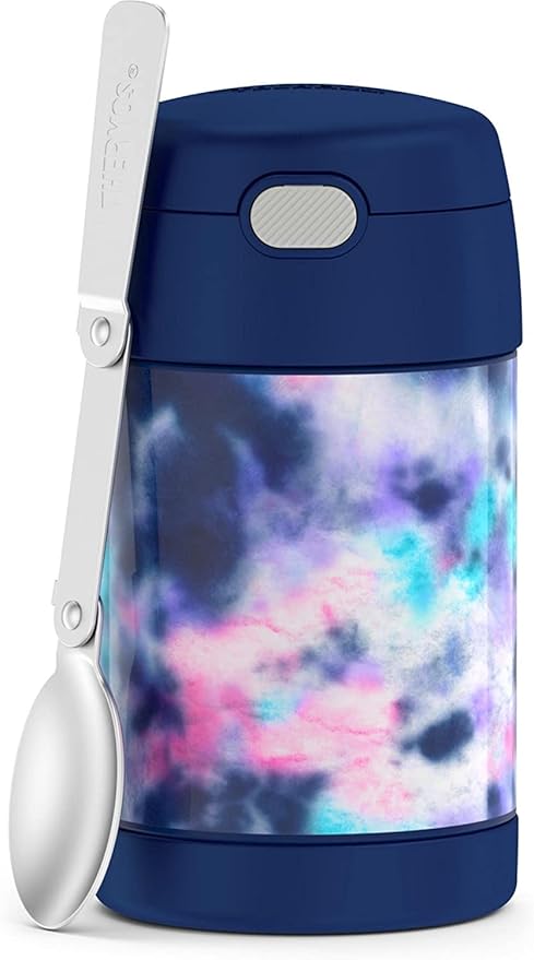 THERMOS FUNTAINER 16 Ounce Stainless Steel Vacuum Insulated Food Jar with Spoon, Tie Dye