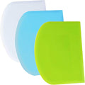 SURDOCA Dough Scraper Bench Scraper - 3P 10.6x6.7" Plastic Flexible Bowl Scraper, Sharp Edge & Angles Cake Scraper. Non-Slip Bakeware Decorating Tools Sculpting & Modeling Tools - Green+Blue+White