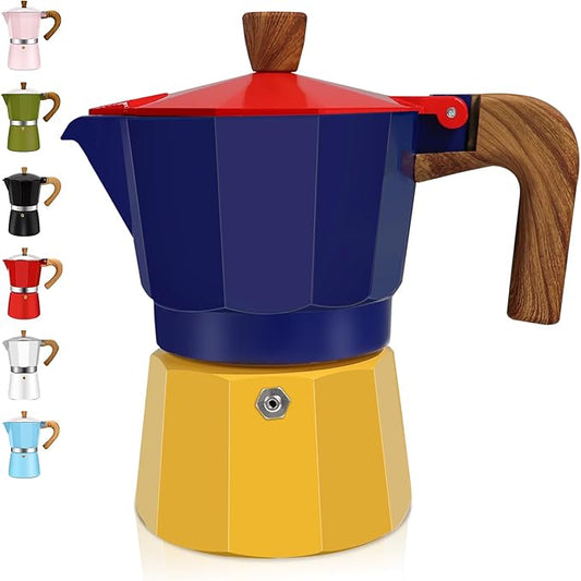 3 Cup Aluminum Espresso Stovetop Moka Pot Express Coffee Maker Percolator Italian Classic Mocha Coffee Machine for Italian and Cuban Cafe Brewing for Home & Camping 150ml 5oz