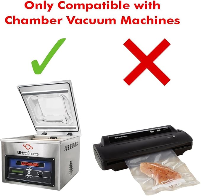 UltraSource - Chamber Machine Pouches 3 Mil Thickness, 8" x 8", Pack of 1000 Vacuum Chamber Pouches, BPA-Free Pre-Cut Chamber Vacuum Sealer Bags with tear notch