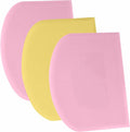 SURDOCA Dough Scraper Bench Scraper - 3P 14.2x8.5" Plastic Flexible Bowl Scraper, Sharp Edge & Angles Cake Scraper. Non-Slip Bakeware Decorating Tools Sculpting & Modeling Tools - Pink+Yellow+Pink