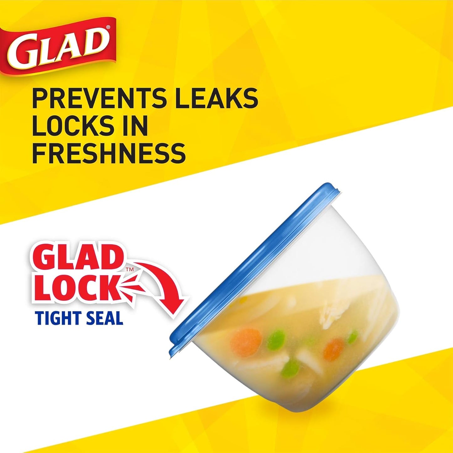 GladWare To Go Lunch Food Storage Containers | Easy to Use Glad Food Storage Containers, Round Food Containers, Medium Containers Hold up to 32 Ounces of Food, 4 Count Set (Pack of 6)
