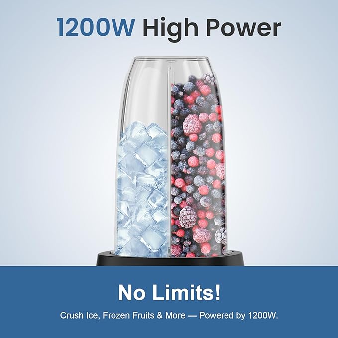Colarlemo 12-Piece Smoothie Blender Maker 25,000 RPM Personal Blender for Ice Crushing Smoothies & Frozen Drinks Nuts with 23oz, 32oz, 37oz Portable Cups Two 6-Leaf Stainless Steel Blades, Silver