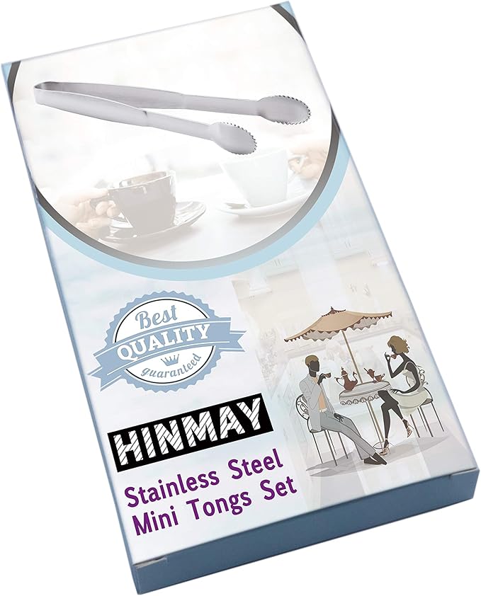 Mini Tongs 5-3/4 Inch Stainless Steel Small Serving Tongs, Tiny Kitchen Tong for Appetizers, Tea Party, Coffee Bar, Desserts, Set of 4