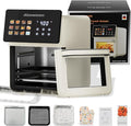 10L Large Xl Pro Air Fryer Oven With Grill Combo For Kitchen Countertop Use,12 in 1 Smart Convection Ovens,AirFryer With Glass View Window,Nonstick Basket,Fryer Liners,Removable Door-White