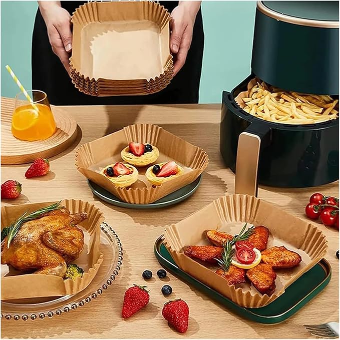 Large Air Fryer Disposable Paper Liners Nonstick 23cm Oven Airfryer Parchment Baking Paper ，Compatible For Ninja，Compatible For COSORI ，Grill Cooking Basket(16cm round,150 Pcs)