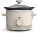 bella 1.5 Qt Slow Cooker with 3 Heat Manual Control, Ceramic Nonstick Coating, Dishwasher Safe Stoneware Pot and Tempered Glass Lid, Tangle Free Cord Wrap & Cool Touch Handles, Oatmilk