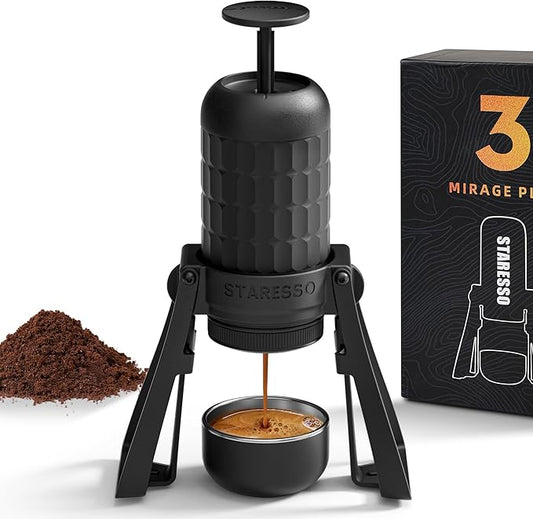 STARESSO PLUS SP300 Espresso Machine, Manual Portable Coffee Maker Compatible Ground Coffee with Pressurized Filter, Espresso Maker for Home Travel Camping Office, Non-Electric